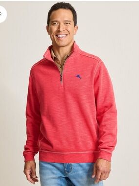 Tommy Bahama Tobago Bay half-Zip Pullover Sweatshirt coral